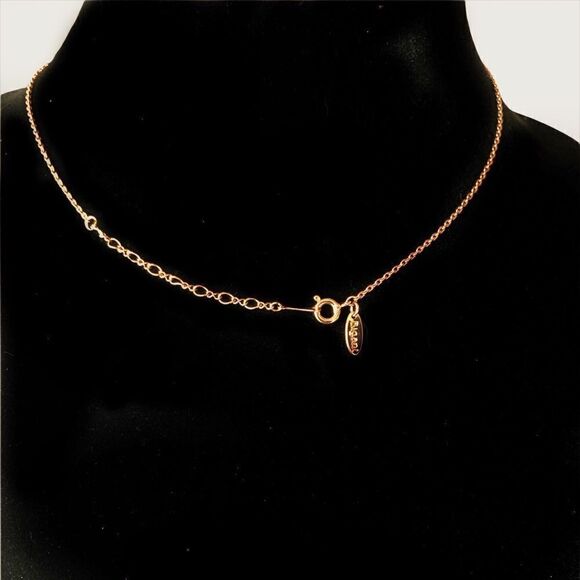 Rigant pearl enamel crystal floral petal pendant necklace extra fine gold chain - Picture 3 of 7